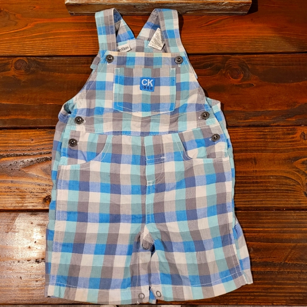 Bib Overall Sz 24 Mos Blue and Gray Classic Style Calvin Klein.. Read Post